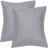 RJ BEDDING European Square Pillow Shams Set of 2, Decorative, 800 TC, 100% Pure Egyptian Cotton, 2PCS Euro Shams (26"X26"), Ultra Soft, Silver, view 1