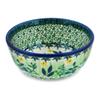 Polmedia Polish Pottery Bowl 5-inch UNIKAT - Green Tranquility Pattern Handmade in Boleslawiec Poland by Ceramika Artystyczna + Certificate of Authenticity view 1