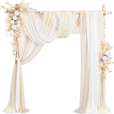 ZIKY Arch Flowers with Drapes Kit (Pack of 5), Artificial Flower White Floral Arrangement Wedding Arch Flower Swag Arch Decor for Wedding Party and Reception Backdrop Decoration Floral Decoration