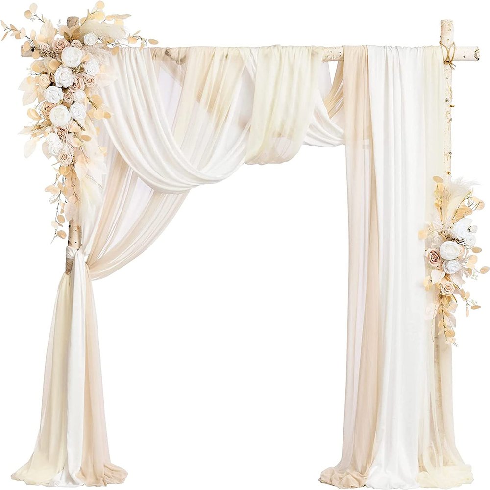 ZIKY Arch Flowers with Drapes Kit (Pack of 5), Artificial Flower White Floral Arrangement Wedding Arch Flower Swag Arch Decor for Wedding Party and Reception Backdrop Decoration Floral Decoration