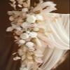 ZIKY Arch Flowers with Drapes Kit (Pack of 5), Artificial Flower White Floral Arrangement Wedding Arch Flower Swag Arch Decor for Wedding Party and Reception Backdrop Decoration Floral Decoration view 3