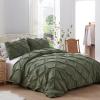 Dainty Homes Pinch Pleated Comforter 3 Pcs Set- 100% Cotton, 600 TC 300 GSM 2 Pillow Shams for All Season Olive Green/Twin/Twin XL view 1