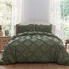 Dainty Homes Pinch Pleated Comforter 3 Pcs Set- 100% Cotton, 600 TC 300 GSM 2 Pillow Shams for All Season Olive Green/Twin/Twin XL view 2