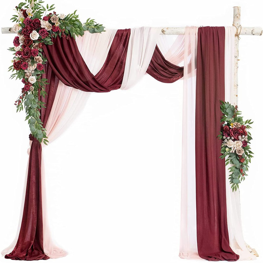 ZIKY Wedding Arch Flowers, 2pcs Flower Arrangement with 3pcs Drape Fake Flower Swag for Wedding Ceremony Arbor and Reception Backdrop Decoration