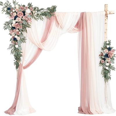 ZIKY Wedding Arch Flowers, 2pcs Flower Arrangement with 3pcs Drape Fake Flower Swag for Wedding Ceremony Arbor and Reception Backdrop Decoration