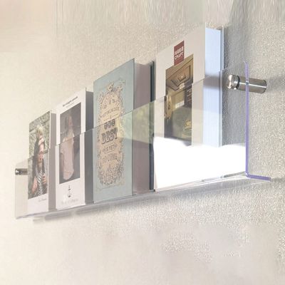 CMYUN Modern Acrylic Magazine Rack Wall - Orange Clear Blue Brown Newspaper Stand Book Storage Shelf, Lightweight Brochure Holder Stand 40/80/100cm (Color : Clear, Size : 120cm(47 1/4"))