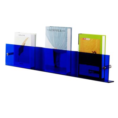 CMYUN Modern Acrylic Magazine Rack Wall - Orange Clear Blue Brown Newspaper Stand Book Storage Shelf, Lightweight Brochure Holder Stand 40/80/100cm (Color : Blue, Size : 60cm(23 5/8"))