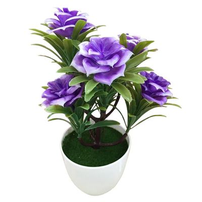HXSCOO 1Pc Bonsai Desktop Plants Potted Artificial Flowers Decors Home Decoration Ornament Home Room Table Performance Stage Decor (Color : Purple)
