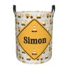 Vehicles Truck Digger Customized Laundry Basket with Name Collapsible Waterproof Organizer Bin Laundry Hamper with Handle for Clothes Toys Bedroom. view 1