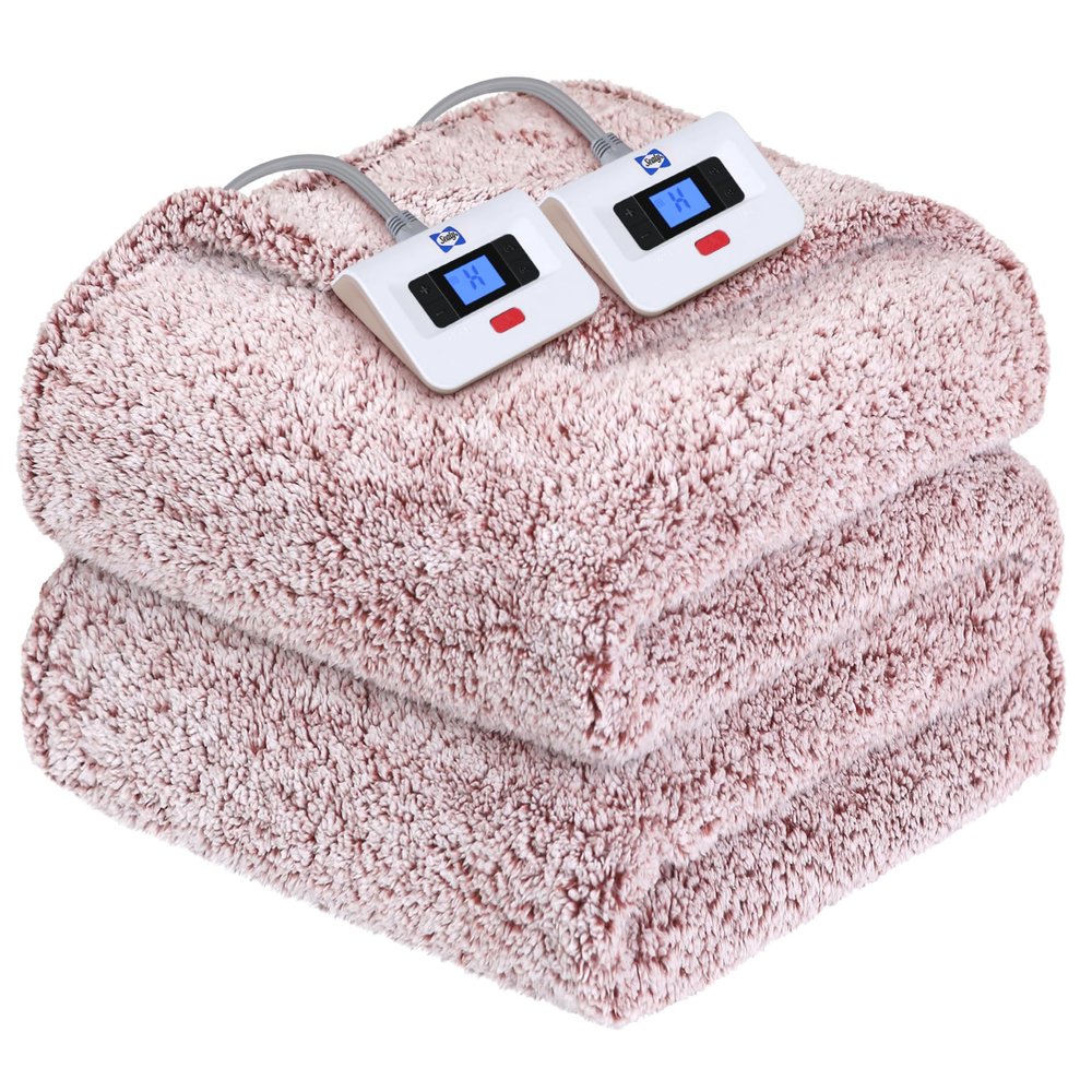 Sealy Electric Blanket Queen Size, Dual Control Soft Sherpa Heated Blanket with 10 Heating Levels & 1 to 12 Hours Auto-Off Settings Over-Heated Protection 84"x90" Machine Washable, Rust Red