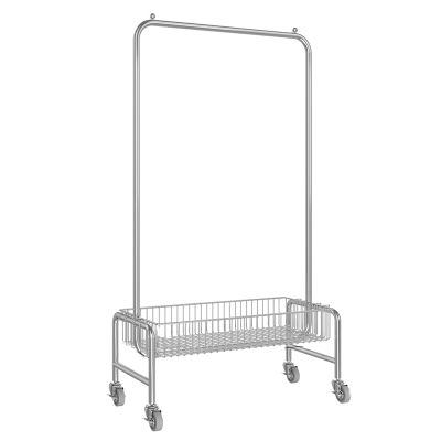 Garment Rack Portable Rolling Clothing Racks For Hanging Clothes On Wheels, Space Saving Clothes Organizers With Storage Basket, Multi-Purpose Metal Display Rack, Bedroom Coat Ra(Size:118X40X168CM )