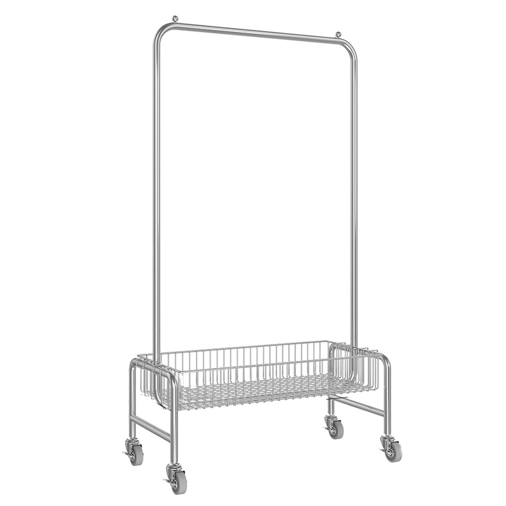 Garment Rack Portable Rolling Clothing Racks For Hanging Clothes On Wheels, Space Saving Clothes Organizers With Storage Basket, Multi-Purpose Metal Display Rack, Bedroom Coat Ra(Size:118X40X168CM )
