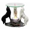 1 Pcs of Moonlight Colorful Three Howling Wolves Oil & Wax Tart Burner Figurine view 3
