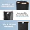 LONBET Laundry Basket with Lid, Made from Breathable Fabric | Aesthetic Clothes Hampers for Laundry with Side Handles & Sturdy Bamboo Frame (26 Gallons - Single, Black) view 2