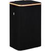 LONBET Laundry Basket with Lid, Made from Breathable Fabric | Aesthetic Clothes Hampers for Laundry with Side Handles & Sturdy Bamboo Frame (26 Gallons - Single, Black) view 4