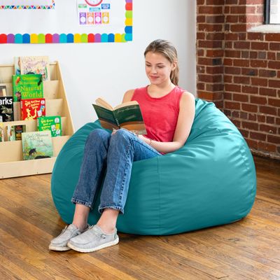Jaxx Gumdrop Commercial Grade Bean Bag for Educational Environments, Large Size - Premium Vinyl - Turquoise
