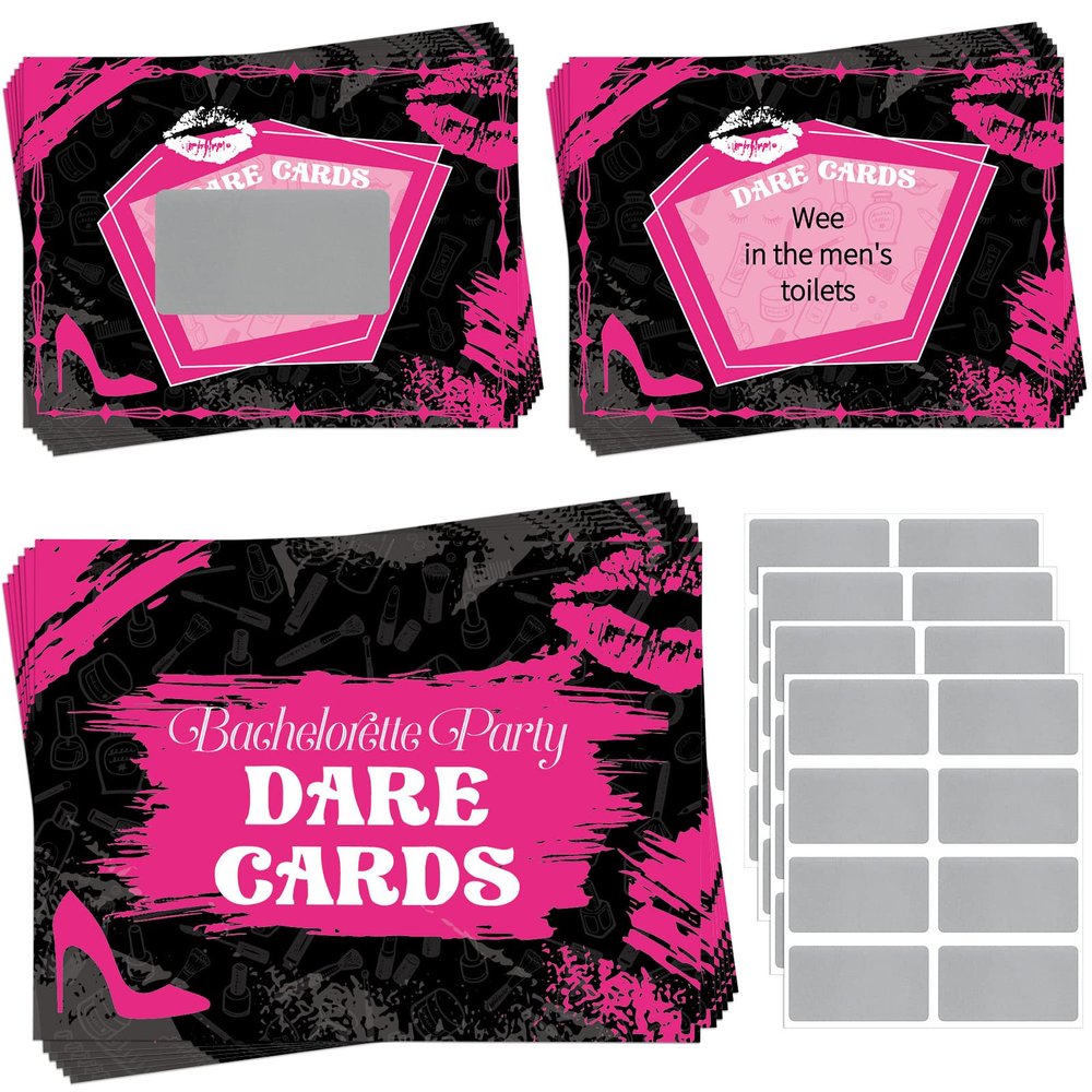 35 Pieces Girls Single Party Dare Cards Scratch Off Night Out Scratch Off Activity Funny Dare Cards for Wedding Bridal Showers Party Supplies(Lips)