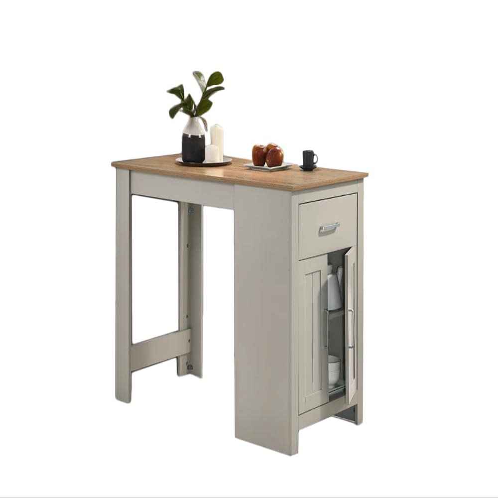 Lilola Home Alonzo 47" W Light Gray Counter Height Dining Table Small Space Friendly Modern Table with Wood and Metal Frame for Kitchen, Apartment, or Breakfast Bar