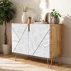 SIGNWIN Sideboard Buffet Cabinet, Kitchen Storage Cabinet with 2 Doors, Black White Geometric Polygons, Cupboard Console Table for Dining Room - 35" L x 18" W x 29" H view 4