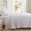 Anluoer King Bed in a Bag 7 Pieces, White Tufted Comforter Set with Comforters, Pillow Shams, Pillowcases, Flat Sheet, Fitted Sheet - All Season Bedding view 3