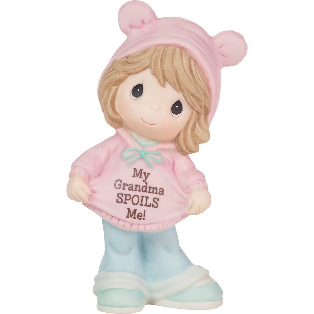 Precious Moments 223012 My Grandma Spoils Me Brunette Hair/Light Skin Bisque Porcelain Girl Figurine