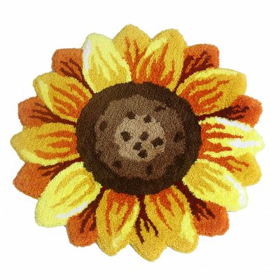 UKELER Sunflower Bath Rug for Bathroom 2' Washable Soft Flower Area Rugs Kitchen Mat Non Slip Absorbent Bath Mat, Yellow