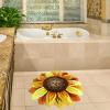UKELER Sunflower Bath Rug for Bathroom 2' Washable Soft Flower Area Rugs Kitchen Mat Non Slip Absorbent Bath Mat, Yellow view 2