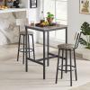 3 Piece Bar Table and Chairs Set for 2,Counter Height Bistro Pub Table with 2 Stools PU Upholstered High Top Dining Table and Chairs Set for Kitchen Breakfast Nook,Small Spaces,Restaurant(Square) view 1