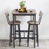 3 Piece Bar Table and Chairs Set for 2,Counter Height Bistro Pub Table with 2 Stools PU Upholstered High Top Dining Table and Chairs Set for Kitchen Breakfast Nook,Small Spaces,Restaurant(Square) view 4