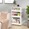 XYZLVSI Slim Storage Cart, 5 in Width, 4-Tier White Rolling Cart with Handle & Wooden Top for Kitchen Bathroom Laundry Narrow Places view 4