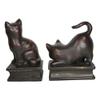 1 Set of Sitting and Crouching Cat Resin Bookends 7" Tall Abstract Cat Statue view 2