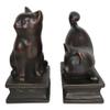 1 Set of Sitting and Crouching Cat Resin Bookends 7" Tall Abstract Cat Statue view 4