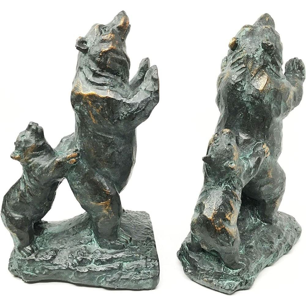 1 Pcs of Family Grizzly Momma Bear and Cub Pushing Weight Bookends Pair Resin Figurine