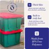 HOMZ 4-Pack Durabilt, Heavy Duty Plastic Storage Bins with Lids, 27 Gallon, Red/Green - Stackable Container Boxes for Holiday, Attic, and Garage Organization view 3