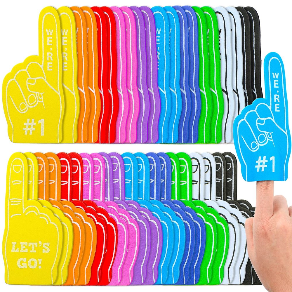Sinmoe 100 Pcs Mini Foam Fingers Football Party Favors #1, Multicolor