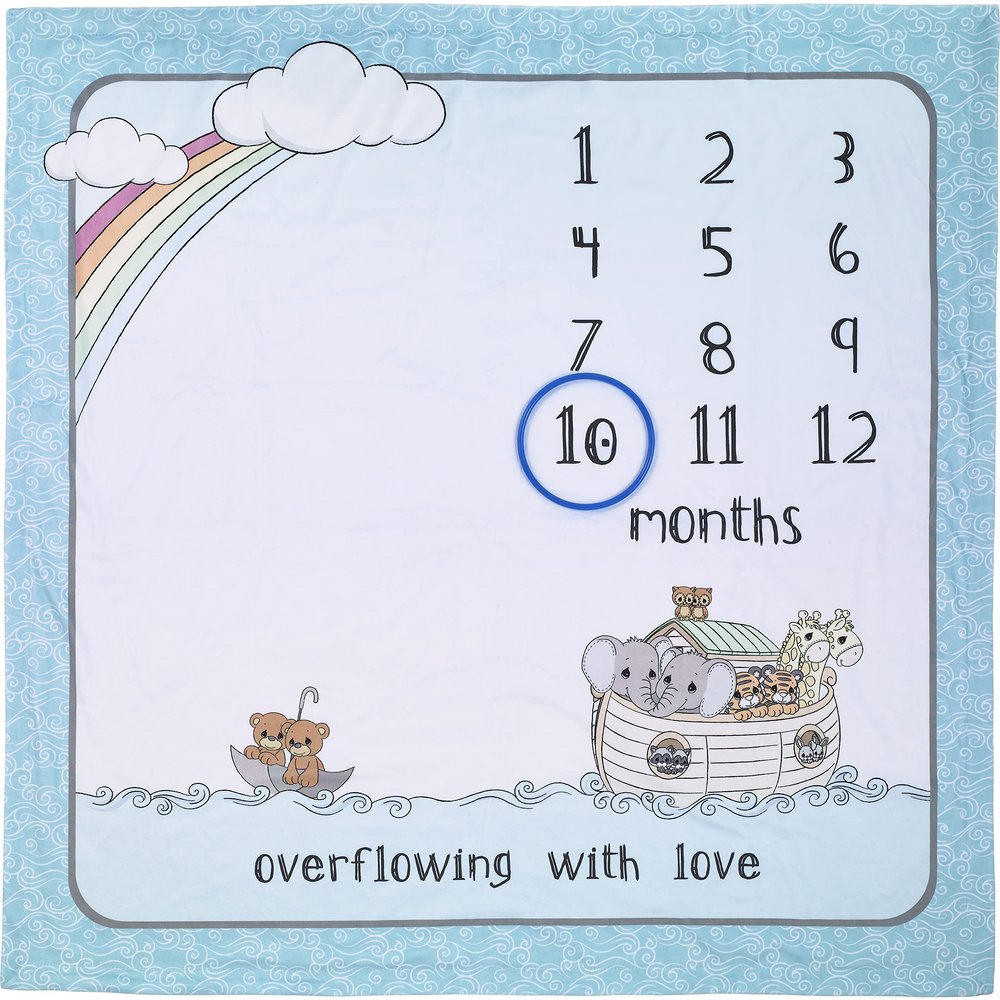 Precious Moments 223409 Overflowing with Love Fabric/Plastic Noahs Ark Milestone Blanket