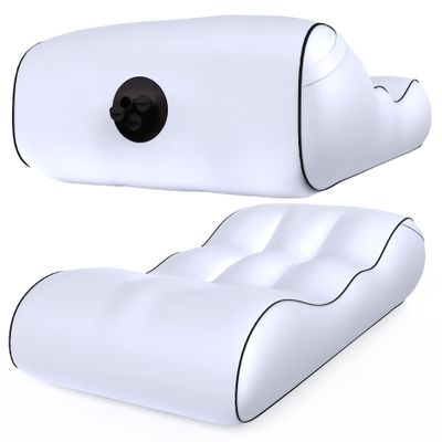PHASFBJ Inflatable Deck Chair with Household air Pump, Portable Self Inflatable Couch Lazy Air Sofa, Lounger Sofa for Indoor Living Room Bedroom, Outdoor Travel Camping Picnic,White