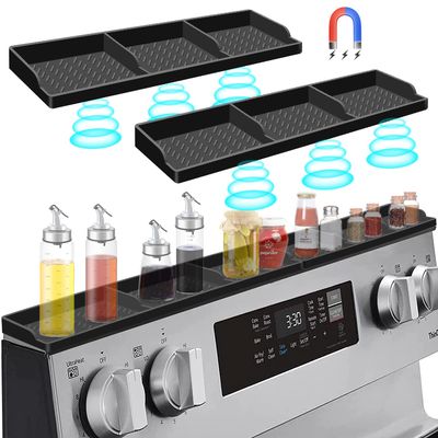 Hydream Stove Top for Silicone Shelf,30 Inch Magnetic Shelf Over the Stove Spice Rack,Kitchen Organizer Magnet Above Stovetop Back of Flat Storage Suctioned-Black