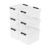 Sandmovie 6 Pack 22 Quart Clear Plastic Storage Bins with Wheels & Latching Lids - Stackable Organizer for Home, Dorm, Office & Pantry view 1