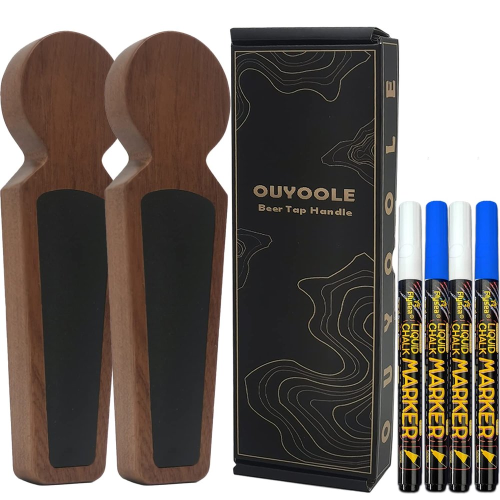 OUYOOLE Beer Tap Handle, 2 Pack Tap Handles, Keg Tap Handle with 4 Pen and Gift Wrapping for Kegerator, Homebrew and Bars