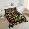 Funky 60s 70s Comforter Set for Kids Boys Girls,Groovy Flower Bedding Set Full,Colorful Hippie Floral Quilt Set Cartoon Rainbow Planet Mushroom Daisy Cherry Love Peace Duvet Insert with 2 Pillowcases view 3