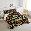 Funky 60s 70s Comforter Set for Kids Boys Girls,Groovy Flower Bedding Set Full,Colorful Hippie Floral Quilt Set Cartoon Rainbow Planet Mushroom Daisy Cherry Love Peace Duvet Insert with 2 Pillowcases view 4