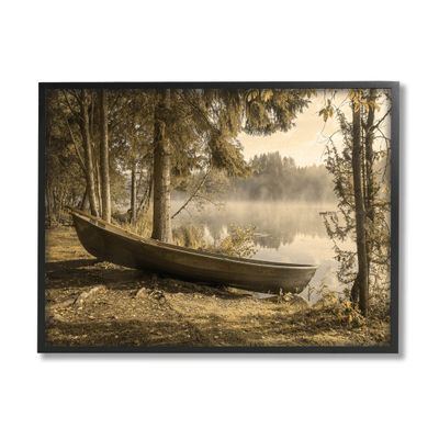 Stupell Industries Lakeside Canoe Forest Wilderness Giclee Framed Wall Art, Design by Lil' Rue