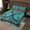 Fish Hook Anchor Kids Bedspread King Size,Lake House Nautical Coverlet Set,Girls Boys Adults Room Decor,Rustic Farmhouse Wooden Plank Cabin Quilted Coverlet,Blue Retro Bedding Quilt,2 Pillowcases view 1