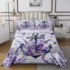 Anchor Nautical Kids Bedspread Queen Size,Purple Lavender Butterfly Romantic Coverlet Set,Girls Boys Adults Room Decor,Old Wooden Plank Rustic Quilted Coverlet,Farmhouse Bedding Quilt,2 Pillowcases view 2