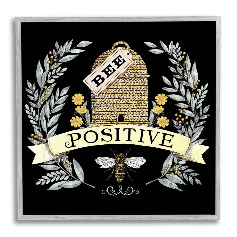 Stupell Industries Bee Positive Vintage Hive Giclee Framed Wall Art, Design by Deb Strain
