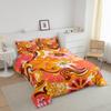 Abstract Bohemian Floral Botanical Comforter Set Full for Girls Women,Mid Century Modern Boho Bedding Set,Groovy Flower Quilt Set,Funky 1960s 1970s Swirls Floral Duvet Insert with 2 Pillowcases view 2