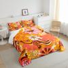 Abstract Bohemian Floral Botanical Comforter Set Full for Girls Women,Mid Century Modern Boho Bedding Set,Groovy Flower Quilt Set,Funky 1960s 1970s Swirls Floral Duvet Insert with 2 Pillowcases view 4