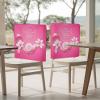 AMZRicher Careing Breast Cancer Chair Back Covers for Dining Chairs 4 Pack, Blush Pink Ribbon Healing Inspirationa Washable Stretchable Chair Slipcover Back Chair Protector for Wedding Party view 4