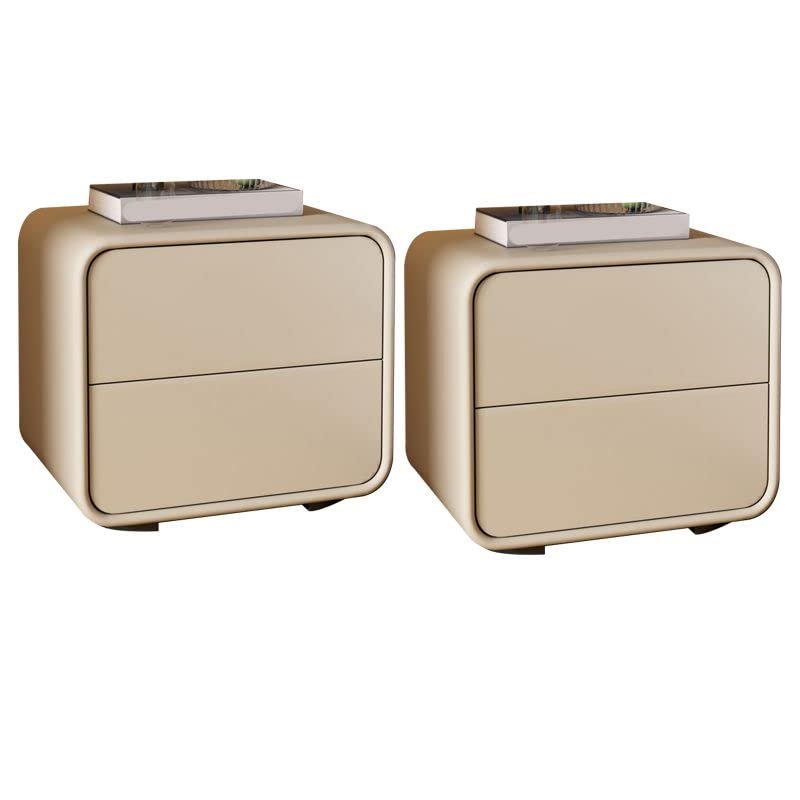 CraftThink 2-Drawer Nightstand, Modern Bed Side Table Solid Wood Frame Leather Bedside Table Nightstand for Bedroom, Light Brown 2-Piece 16" L x 16" W x 19.5" H